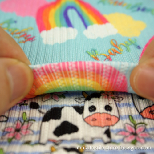 Custom Digital Printing Ribbed Swim Fabric